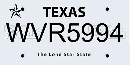WVR5994 Texas License Plate