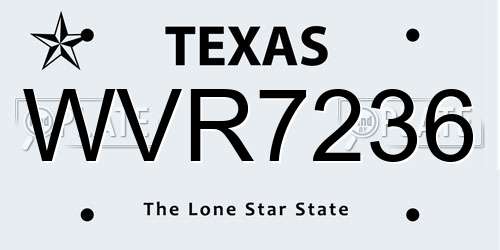 WVR7236 Texas License Plate