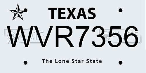 WVR7356 Texas License Plate