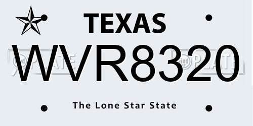 WVR8320 Texas License Plate