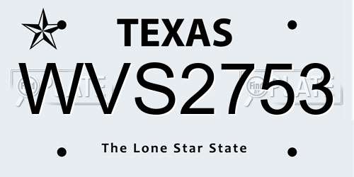 WVS2753 Texas License Plate