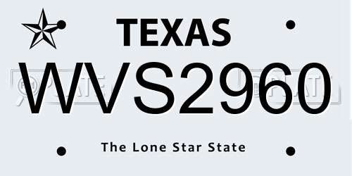 WVS2960 Texas License Plate
