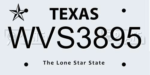 WVS3895 Texas License Plate