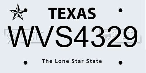 WVS4329 Texas License Plate