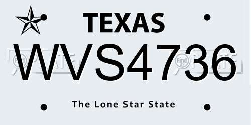 WVS4736 Texas License Plate