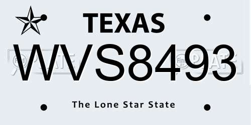 WVS8493 Texas License Plate