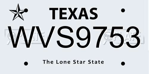 WVS9753 Texas License Plate