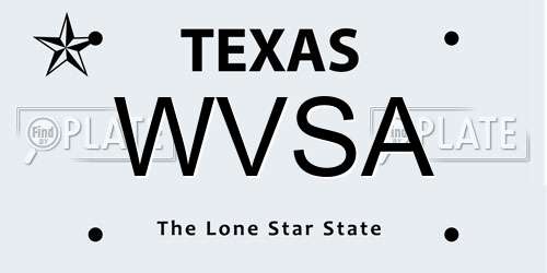 WVSA Texas License Plate