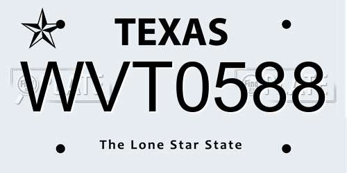 WVT0588 Texas License Plate