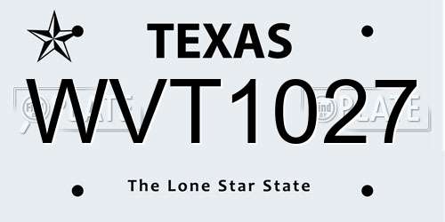 WVT1027 Texas License Plate