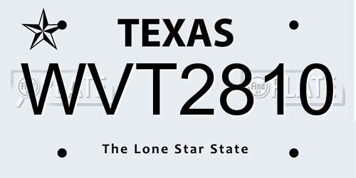 WVT2810 Texas License Plate