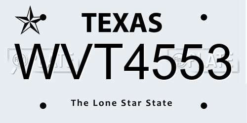 WVT4553 Texas License Plate