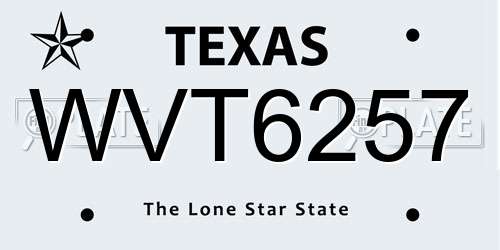 WVT6257 Texas License Plate