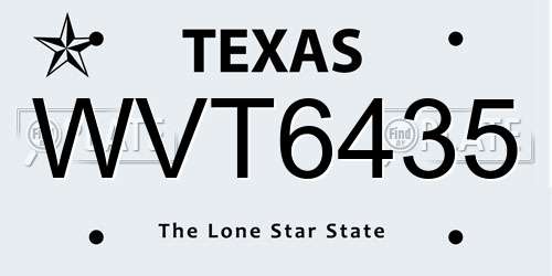 WVT6435 Texas License Plate