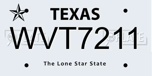 WVT7211 Texas License Plate