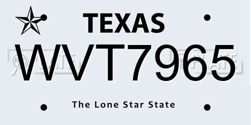 WVT7965 Texas License Plate