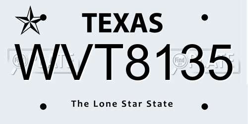 WVT8135 Texas License Plate