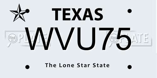 WVU75 Texas License Plate