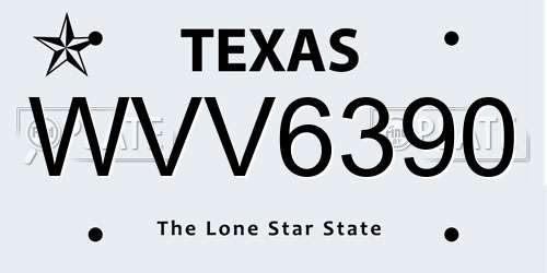 WVV6390 Texas License Plate