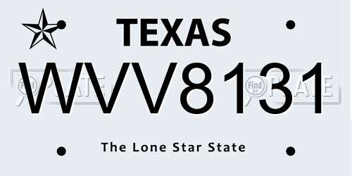 WVV8131 Texas License Plate