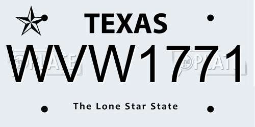 WVW1771 Texas License Plate