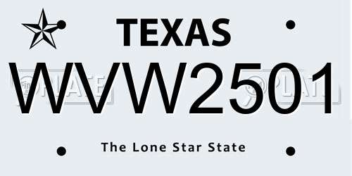 WVW2501 Texas License Plate