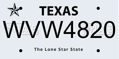 WVW4820 Texas License Plate