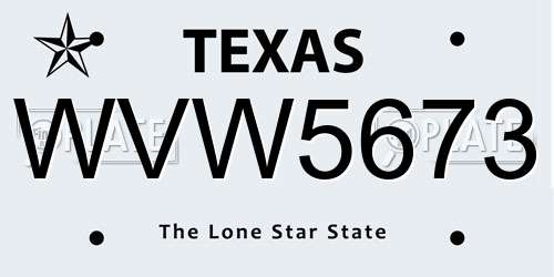 WVW5673 Texas License Plate