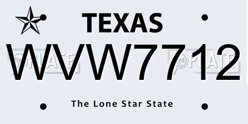 WVW7712 Texas License Plate