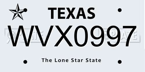 WVX0997 Texas License Plate