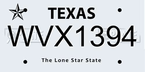 WVX1394 Texas License Plate