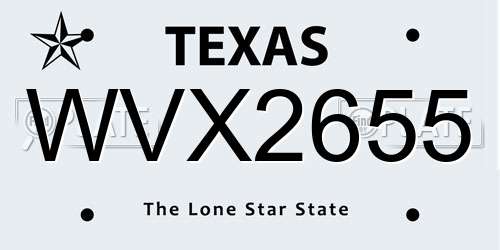 WVX2655 Texas License Plate