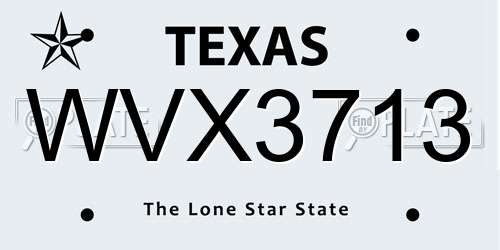 WVX3713 Texas License Plate