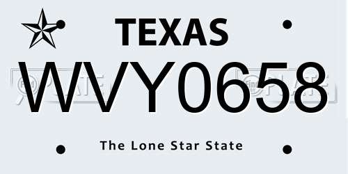 WVY0658 Texas License Plate
