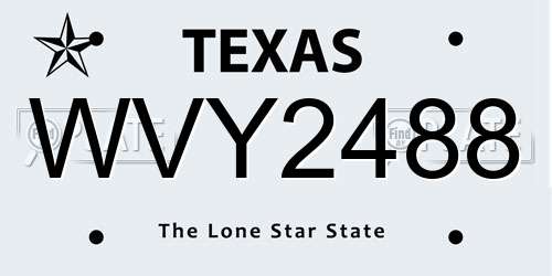 WVY2488 Texas License Plate