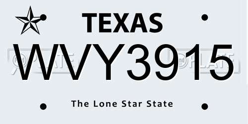 WVY3915 Texas License Plate