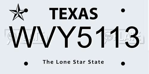 WVY5113 Texas License Plate