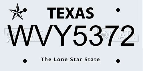 WVY5372 Texas License Plate