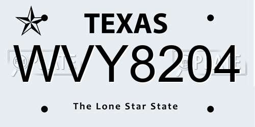 WVY8204 Texas License Plate