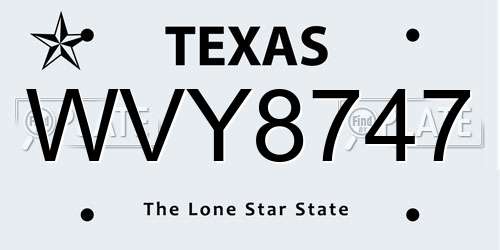 WVY8747 Texas License Plate