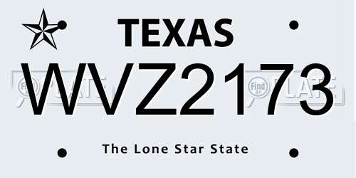 WVZ2173 Texas License Plate