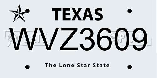 WVZ3609 Texas License Plate