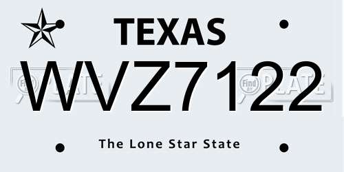 WVZ7122 Texas License Plate
