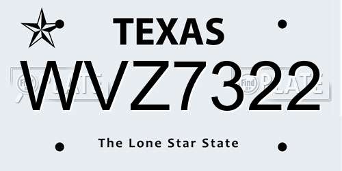 WVZ7322 Texas License Plate