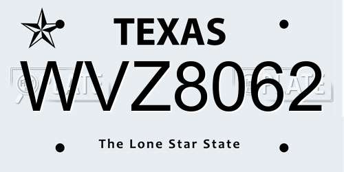 WVZ8062 Texas License Plate