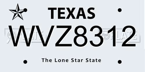 WVZ8312 Texas License Plate