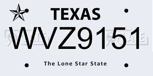 WVZ9151 Texas License Plate