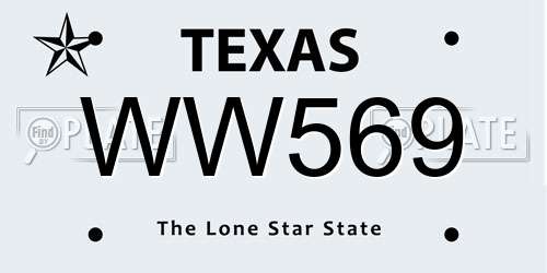 WW569 Texas License Plate