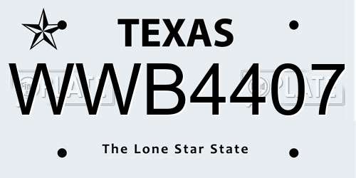 WWB4407 Texas License Plate