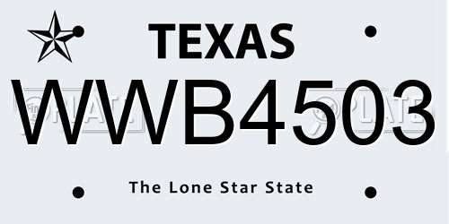 WWB4503 Texas License Plate